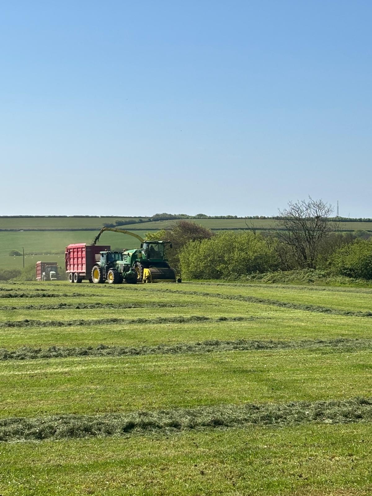 Forager and trailer at dusk — Devon